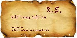 Kálnay Sára névjegykártya