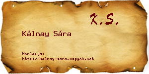 Kálnay Sára névjegykártya